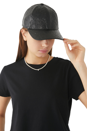 قبعة بشعار الماركة جلد صناعي